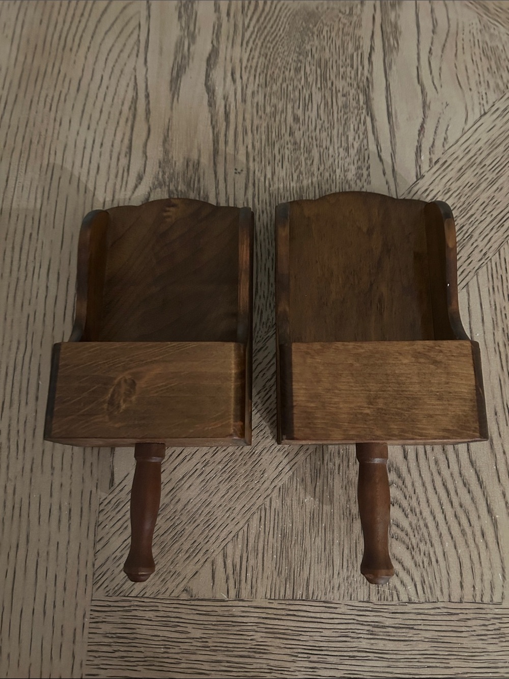 Vintage primative style Wooden scoop style wall sconces with Handle - Brown